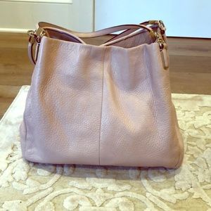 Pale pink leather coach purse